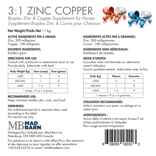 3:1 Zinc : Copper