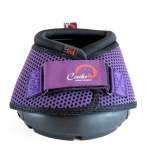 this cavallo trek hoof boot is facing forward and is a purple boot with a honeycomb mesh pattern